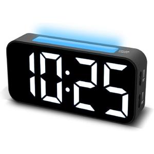 Loud Alarm Clocks for Bedrooms Heavy Sleepers, Digital Clock with Night Light, Large Display, Dual Alarm, Snooze, Dimmable Bedside Alarm Clock for Kids Teens Boys Girls (Black)