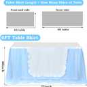 Chumia Wonderland Party Tulle Table Skirt 6 ft Wonderland Tea Tables Skirt Blue Mesh Tablecloth with White Apron for Tea Birthday Baby Shower Wedding Party Decoration
