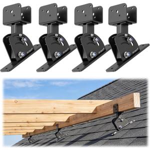 4Pack Patio Roof Riser Adjustable & Anchored Angle Pergola Roof Riser Heavy Duty Stainless Steel Roof Mount Brackets Support for 2x4/2x2 Lumber