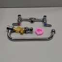 Wall Mount Faucet 8 Inch Center Commercial Kitchen Faucet, 12 Inches Swivel Spout Wall-Mount Utility Sink Faucets, 2 Handle Wall Mounted Faucets for Kitchen Laundry Room Restaurant