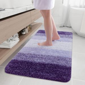 Arotive Microfiber Bathroom Rugs, Shaggy Soft and Absorbent Bath Rug, Non-Slip, Thick Plush Machine Washable Dry Bath Mats for Bathroom, Tub and Shower, 50x30, Dark Purple, Rectangular