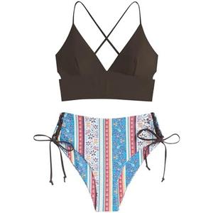 ZAFUL Women Tankini Set, Ribbed High Cut Surplice Swimsuit Bathing Suit with Spaghetti Straps, 2XL ZAFUL Women Tankini Set, Ribbed High Cut Surplice Swimsuit Bathing Suit with Spaghetti Straps, 2XL