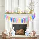 Pastel Bow Garland Banner for Fireplace Mantel Decor Satin Ribbon Bow Knot Hanging Garland Banner for Bachelorette Bridal Shower Birthday Wedding Party Supplies Favors (Pastel)