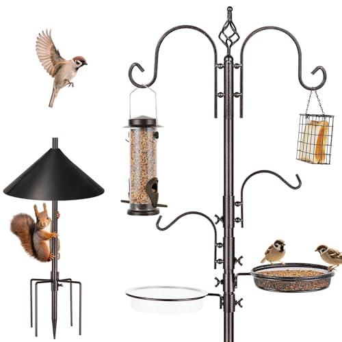 ERYTLLY Bird Feeders Bird Feeding Station Kit Bird Feeding Pole Wild Bird Feeder Hanging Kit with Squirrel Guard Baffle Suet Cage Tube Bird Feeder Planter Hanger Multi Feeder for Attracting Wild Birds