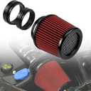 RULLINE 76mm 89mm 102mm Air Filter 3" 3.5" 4" Cold Air Intake Universal Clamp-On Air Filter Three Different Size High Flow Round Tapered Cone Cool Cleaner Red