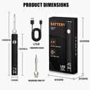 510 Threaded Battery Cart Pen, Portable Cordless Soldering Iron Cart Pen, USB-C Rechargeable with LED Screen, 650mAh Adjustable Temperature for Electronics Repair, DIY, & Phone Fix (Black)