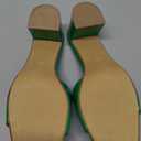 PIZZ ANNU Women's Square Open Toe Heels Sandals Low Block Chunky Heeled Sandal Slip on Mules Comfortable Casual Dress Pumps Shoes (8.5, Kelly Green Patent)