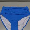 Tempt Me Women's High Waisted Bikini Bottom Tummy Control Ruched Bathing Suit Swim Bottom (Blue)