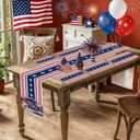 72x13 Inch 250th 4th of July Patriotic USA Stars Table Runner with 6Pcs Place Mats for Independence Day