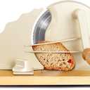 Manual Bread Slicer for Homemade Bread, Bread Cutter for Adjustable and Even Slices, Classic Hand Crank Sourdough Slicer with Scale Line & Powerful Suction Cup, Sharp Stainless Steel Blade (Cream)