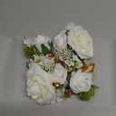 Corsage and Boutonniere Set(4-Pieces) Corsage for Prom,Groom and Best Man Boutonnieres for Wedding Ceremony Anniversary, Formal Dinner Party Homecoming Celebration(White)