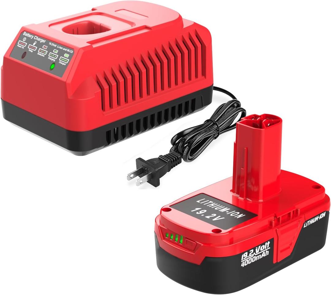 4000mAh C3 19.2V Lithium Battery Replace for Craftsman 19.2 Volt Battery 130279005 130211004 315.115410 + C3 Li-ion Charger for Craftsman 19.2v Lithium Batteries