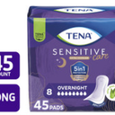 Tena Sensitive Incontinence Pads for Women, Overnight, 45 Count 