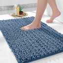 Bathroom Rugs Non Slip Washable 32x20 Inch - Ultra Soft Absorbent Chenille Bath Mat, Quick Dry Shaggy Floor Carpet for Tub Shower, Denim Blue Home Decor Accessories