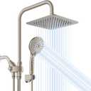 Ryamen Dual Shower Head Combo, Brushed Nickel 8'' High Pressure Rain/Rainfall Shower Head, 6 Settings Adjustable Handheld Showers, with 15" Height Adjustable Slide Bar, Holder/59 Hose