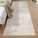 3x7 Washable Hallway Runner Rug: Abstract Stain Resistant Kitchen Rug Farmhouse Ultra Soft Bathroom Bedroom Entryway Printed Floor Mat Thin Non-Slip Carpet for Living Room Laudry(3x7,Beige/Cream)