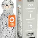 asobu Bestie Bottle Insulated Stainless Steel Water Bottle with Detachable Soft Animal Head Fun Drinking For Kids and Teens with Flexible Reusable Straw 16 Ounce (Seal White)
