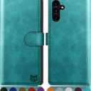 SUANPOT for Samsung Galaxy A15 5G Wallet case with RFID Blocking Credit Card Holder,Flip Book PU Leather Protective Cover Women Men for Samsung A15 Phone case Blue Green