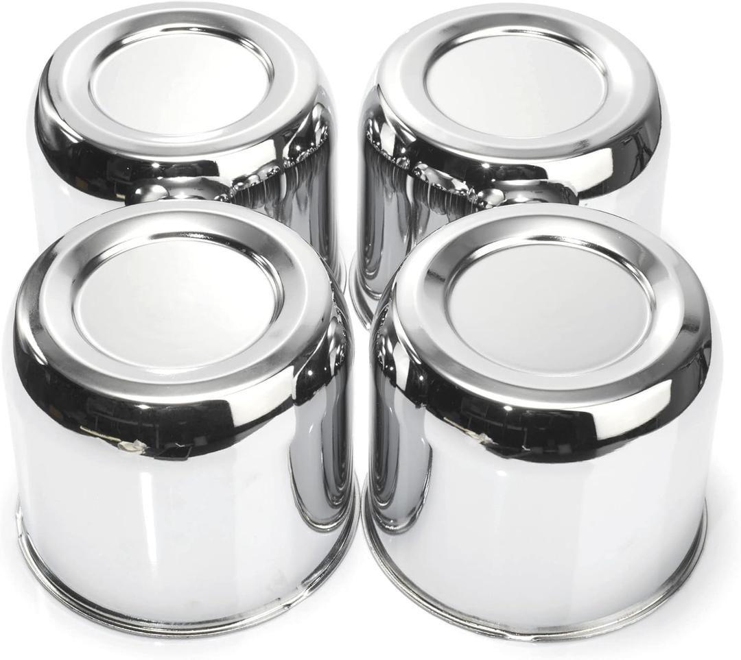 RTRHINOTUNING 4PCS 4.41inch Push Through Center Caps Chrome for Trailers Trucks SUV RV Wheel Rims