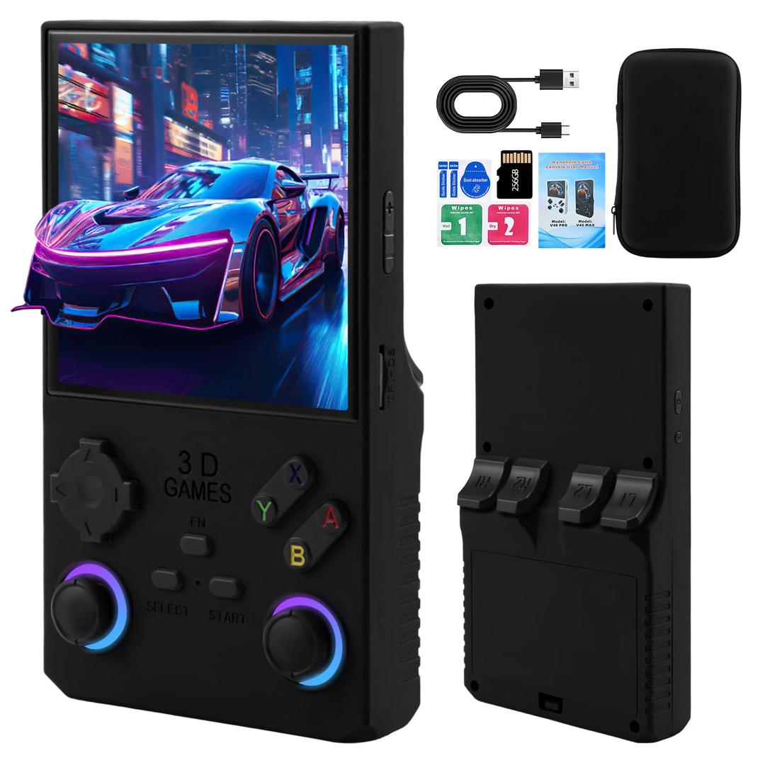 2026 Newly Upgraded V40 MAX Retro Handheld Game Console with 256G Built-in 20000+ Classic Games, 4.0 Inch 4K HD IPS Screen Open Source Linux System, 4000mAh Battery, Portable Pocket Video Game Console