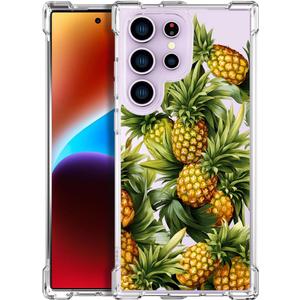 Compatible with Samsung Galaxy S23 Ultra Cases with Design, Cute Transparent Designer Phone Case for Women Girls Girly with Heavy Duty Protective Bumper (Clear Wonderful Pineapples)