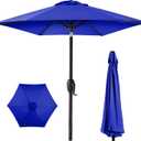 Best Choice Products 7.5ft Heavy-Duty Round Outdoor Market Table Patio Umbrella w/Steel Pole, Push Button Tilt, Easy Crank Lift - Resort Blue