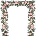 DearHouse 2Pack Artificial Peony Flower Garland - 6ft/Strand Silk Peony Flower Greenery Garland with Fake Willow Leaves for Wedding Ceremony Backdrop Party Table Centerpieces Decor (Pink)