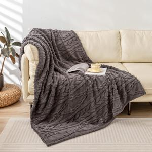 YUSOKI Sherpa Throw Blanket-3D Stylish Design Super Soft Fuzzy Cozy Warm Blanket Thick Plush Fluffy Furry Blankets for Teen Girls Women Couch Bed Sofa Chair Men Boys Gift(Morel,50"x65") (Morel-(without Pillows))