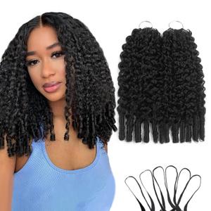Burmese Curly Human Crochet Hair 20 Inch 240g Human Feather-Line Invisible Crochet Hair Pre Separated Knotless Crochet Human Hair For Braiding Twist (1B#)