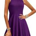 OUGES Women's Halter Neck Floral Summer Casual Sundress, Purple, Medium