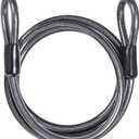 DELSWIN Security Steel Cable with Loops - 3/8 inch (10 mm) Thick (6' or 15') Heavy Duty Bike Lock Cable Vinyl Coated Braided Cables for U-Lock and Padlock