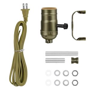 Lamp kit with 12 Feet Cord for DIY lamp and Table Lamp2 Way Lamp Socket Repair Or Rewire The Vintage Lighting Fixtures,Antique Brass Lamp Kits for Do It Yourself