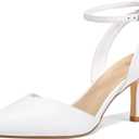 mysoft Women's Pumps Shoes Pointed Toe Kitten Low Heels Stiletto Ankle Strap Closed Toe Wedding Party Dress Sandals, Size 12 