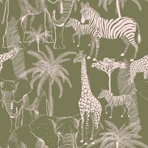 Livelynine 17.5x276" Forest Animal Peel and Stick Wallpaper Woodland Removable Contact Paper White & Dark Green Wallpaper for Bedroom Nursery Room Self Adhesive Wall Mural Woodland Tropical Plants