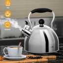 Tea Kettle, 2 Quart Stainless Steel Whistling Tea Kettle, Stovetop Whistling Teakettle Tea Pots for Stove Top with Ergonomic Folding Handle, Small Teapot, Water boiler for Tea, Coffee (Silver)