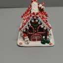 BeeChip Gingerbread House Decorations, 6.3" Snow Cottage, Handcrafted Cartoon-Style Classic Christmas Village Figurine for Home Xmas Decor, Tabletop & Showcase, Gift for Kids, Green (White)