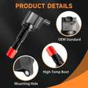 Motorevo 4PCS Ignition Coil Pack Compatible with Honda Fit 1.5L 1.5 L4 2007 2008 Base DX LX Sport Hatchback, UF581, 5C1635, C1578, 30520PWC003, 30520PWCS01, E1081