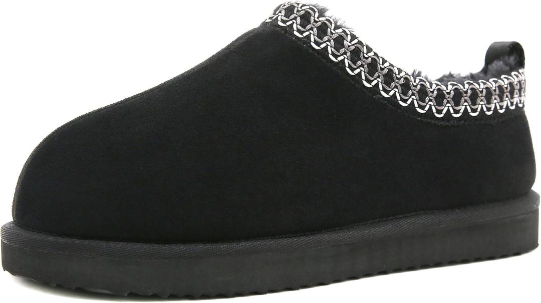 SMajong Women's Slippers Mens Platform Mini Boots Fuzzy House Slipper Fur Fleece Winter Home Shoes Indoor and Outdoor (8.5 Women/7 Men, Black)