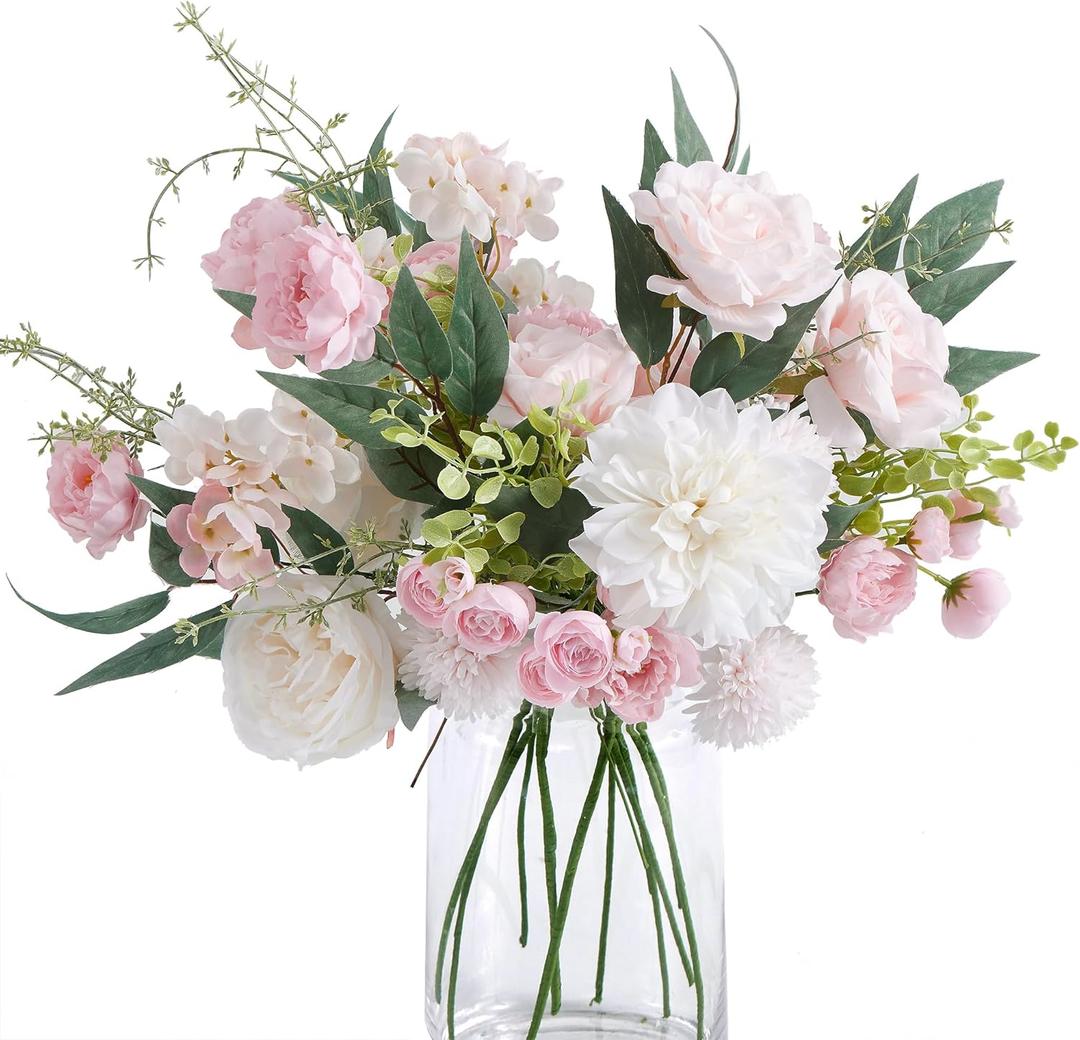 Anna's Whimsy Artificial Flowers Bouquets, Artificial Silk Flowers Bouquets for Wedding, Home Table Decorations, Wedding Centerpieces Bouquets Flowers Arrangement Decorations