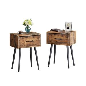 Small Nightstands Set of 2 Bedside Table with Fabric Drawer Idustrial End Metal