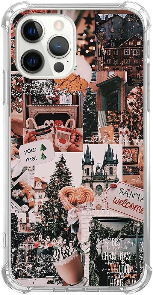 Aesthetic Christmas Collage Case for iPhone 14 Pro Max, Trendy Winter Case for Women & Men, TPU Bumper Protective Cover