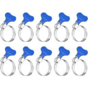 uxcell 15Pcs Stainless Steel Hose Clamps Worm Gear Hose Clamp, 18-32mm(11/16" to 1-1/4") Adjustable Thumb Screw Key Type Clamps Fuel Line Clamps 8mm Bandwidth for Plumbing, Blue