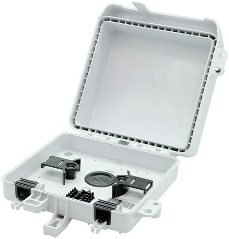 SatelliteSale Demarcation Box Outdoor Fiber Optic Network Interface Device (NID), 12-Port FTTH/FTTP Enclosure, Wall-Mountable Termination Box for Telecom, Broadband, and Data Applications