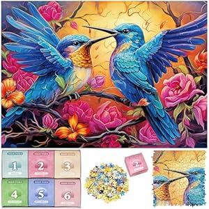 1000 Piece Puzzle for Adults, Advent Puzzle Humming Birds 1000 Pieces Puzzles for Adults Teens Kids, Birds 1000 Pieces Jigsaw Puzzles 6 Days Holiday Puzzles Countdown to Weekend Gift