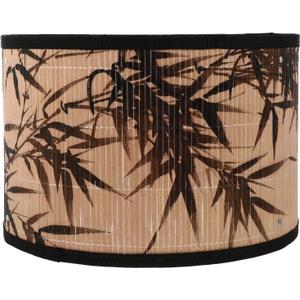 Drum Lamp Shade, E27 Vintage Lampshade Bamboos Pattern Chandelier Lamp Cover Replaceable Light Accessories for Pendant Floor Light, 30X30x20CM