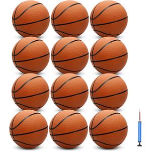 12 Pack 29.5" Official Size 7 Basketball Balls Inflatable with Pump for Men for Outdoor, Indoor or TrainingMens Adult Basketball (Orange)
