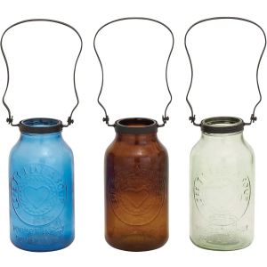 Benzara The Stylish Glass Metal Bottle Assorted, Set of 3