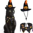 Rypet Cat Halloween Costume Halloween Cat Collar with Bells and Halloweens Pumpkin Hat Cats Costume Suit for Cats and Small Dogs