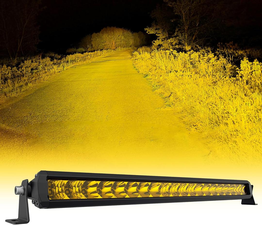 4WDKING Amber LED Light Bar 22 inch Off Road LED Spot Flood Combo Work Light High Bright Truck Driving Fog Lamp IP69K Waterproof for Truck Cars ATV UTV Boat