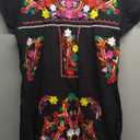 YZXDORWJ Women Mexican Embroidered Dress Short Sleeve, Small